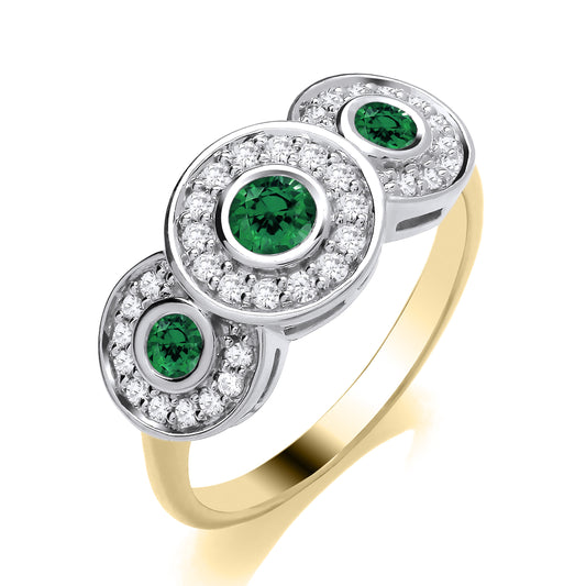 Diamond and colour stone halo ring
