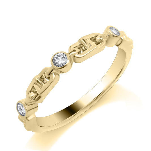 Gold 3 Stone Diamond Band