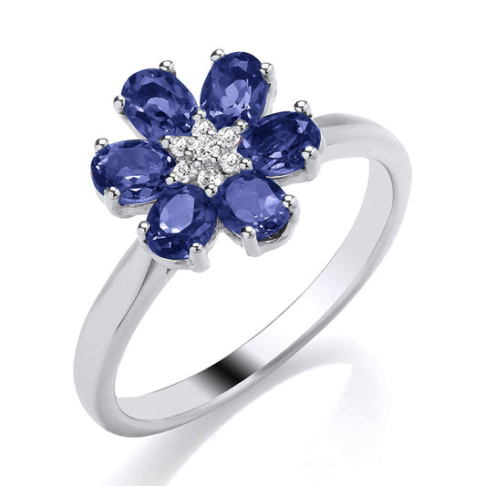 Flori Collection Sapphire and Diamond Ring