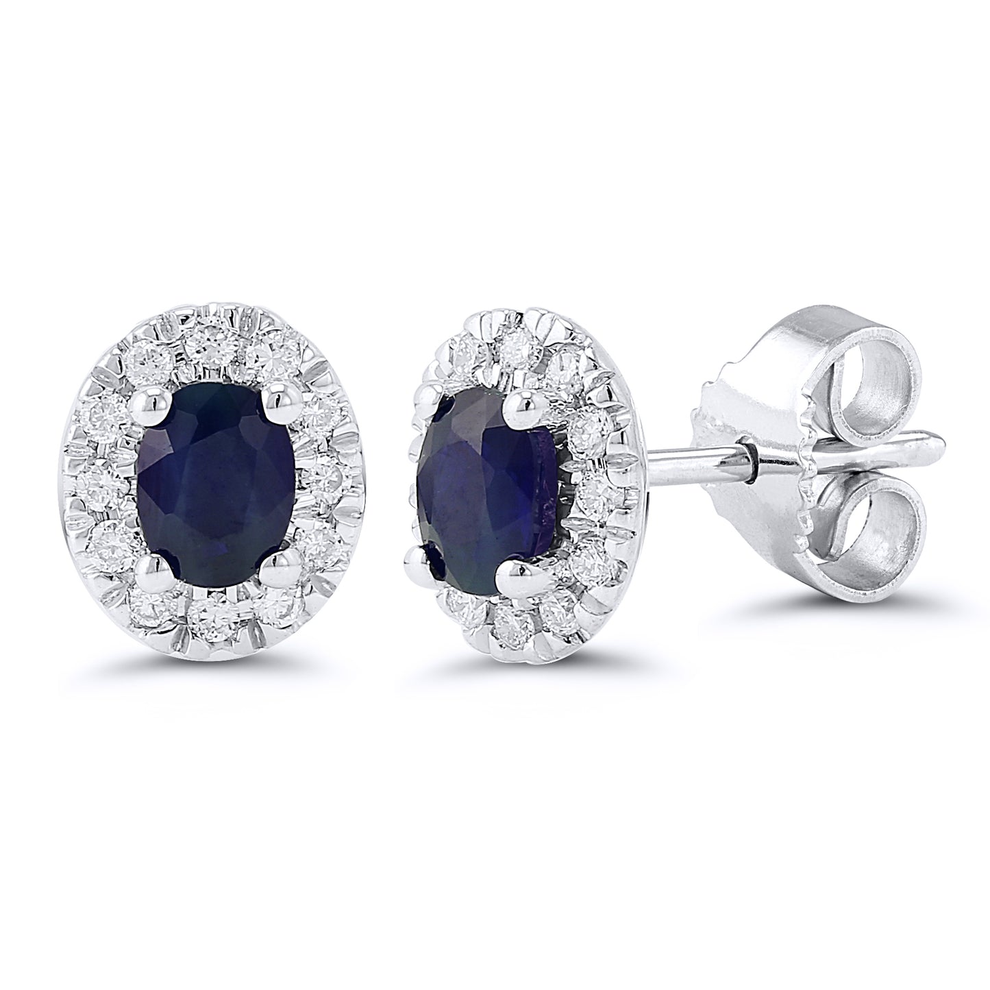 Oval Ruby and Diamond Cluster Stud Earrings
