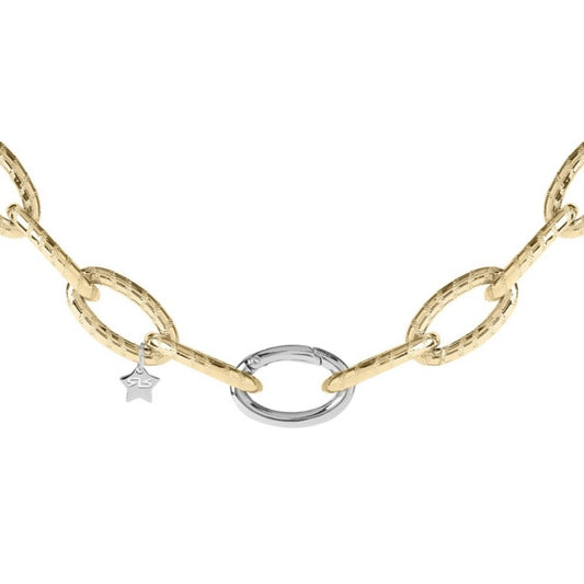 Rebecca necklace gold tone with striped oval links.