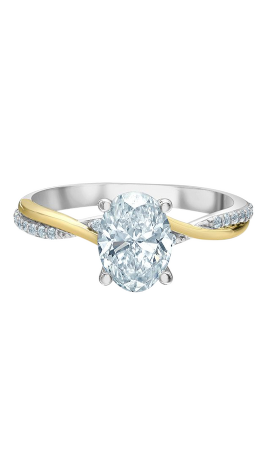 Oval Diamond Twist Band Ring