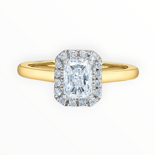 Radiant Cut Diamond Halo Ring