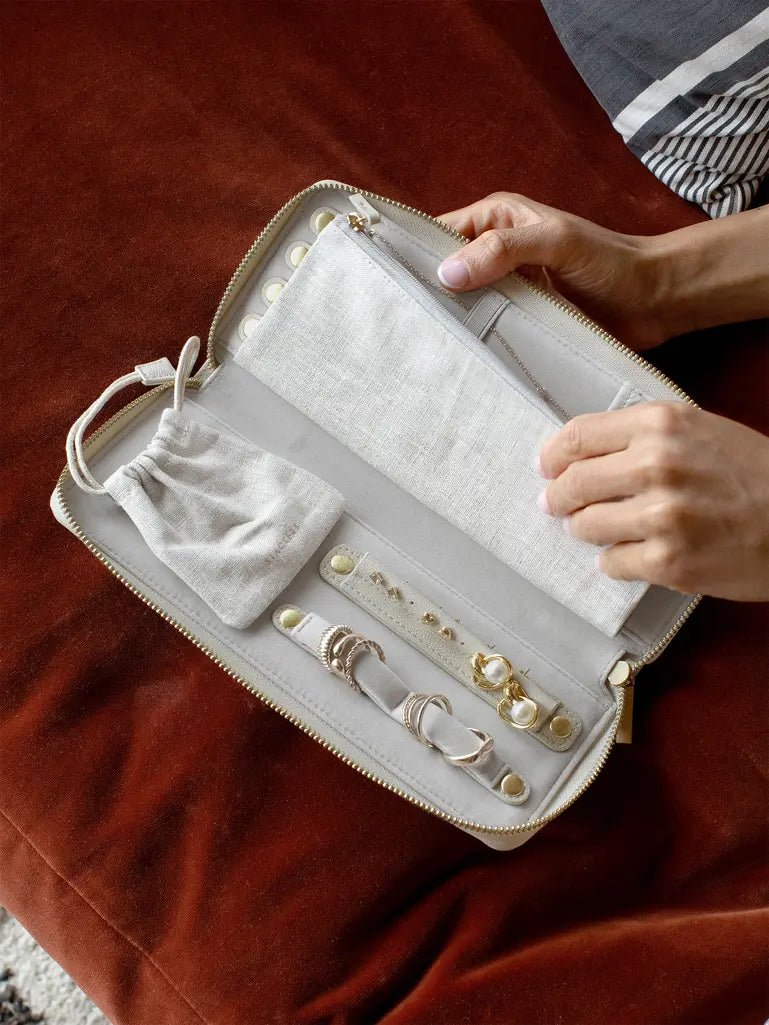 Jewellery Roll - Linen/Oatmeal