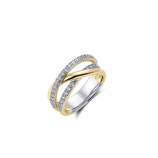 Gold Sparkling Crossover Ring