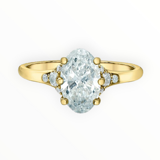 Oval Diamond Ring With Diamond Set Shoulders