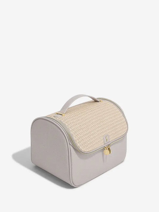Large cosmetic case - Taupe Raffia