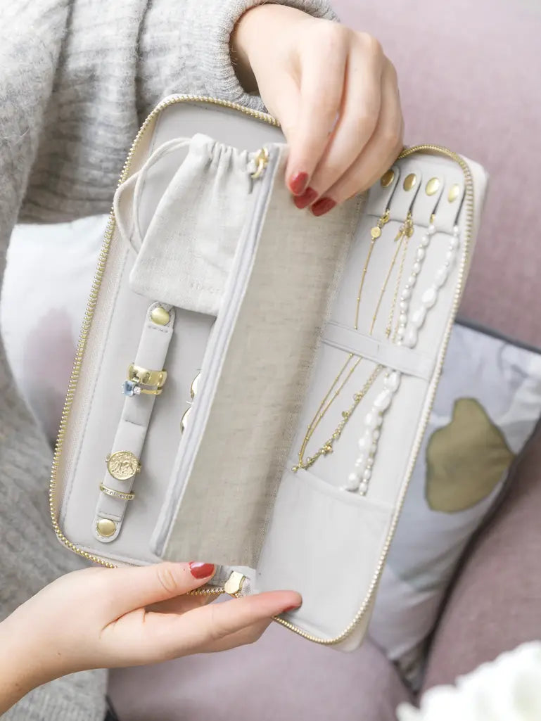 Jewellery Roll - Linen/Oatmeal