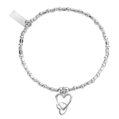 Mini Cube Interlocking Love Heart Bracelet - silver