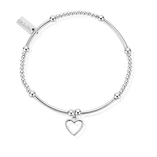 Cute Mini Open Heart Bracelet - Silver