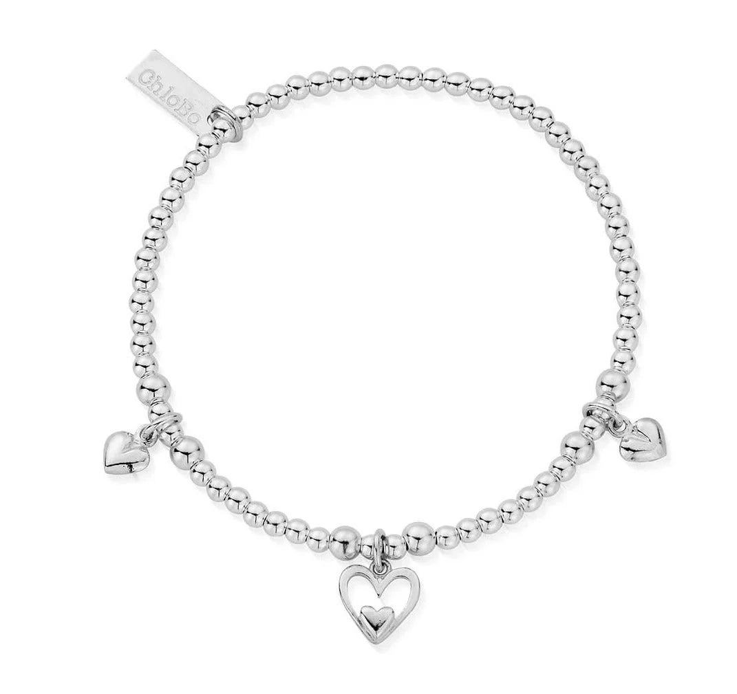 Silver Triple Heart Bracelet