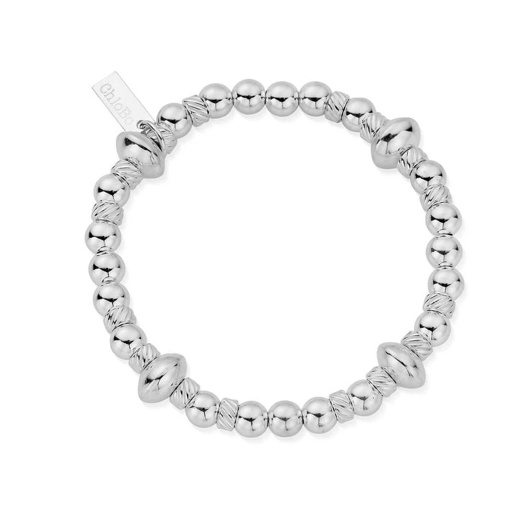 Silver Twisted Disc Bracelet