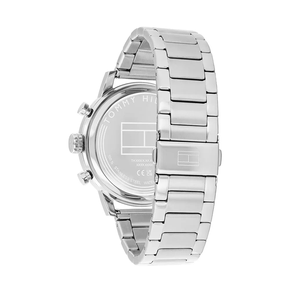 Hilfiger Navy/Red Dial Chrono Steel Watch