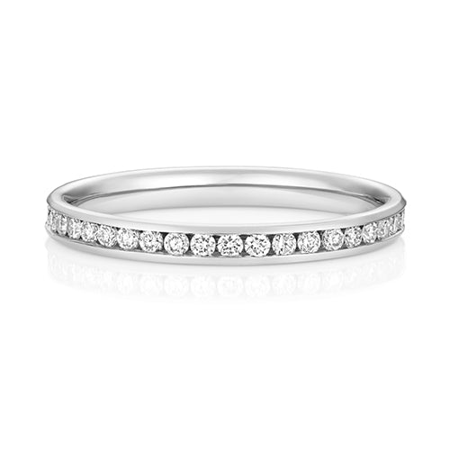 9ct White Gold Lab Diamond Channel Set Ring